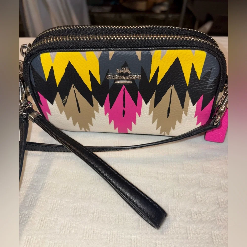 Coach Coachella Hawk Feathers Double Zip Wristlet & Crossbody – Rare - Picture 11 of 14